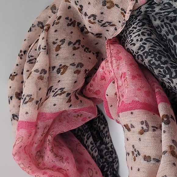 Pink Gray Floral Animal Print Infinity Scarf - Picture 4 of 4